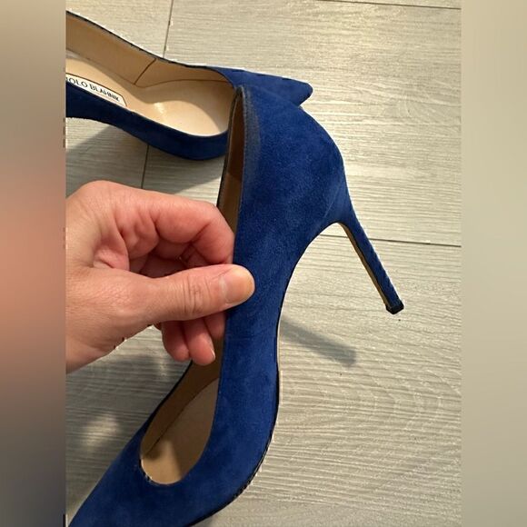 Manolo Blahnik BB 105mm Blue Suede Pumps - Picture 10 of 16